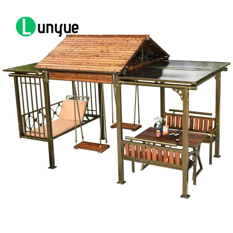 Outdoor Furniture Set with Lounger Hanging Swing Chairs and Table Durable Patio Garden Leisure Area All Weather Resistant