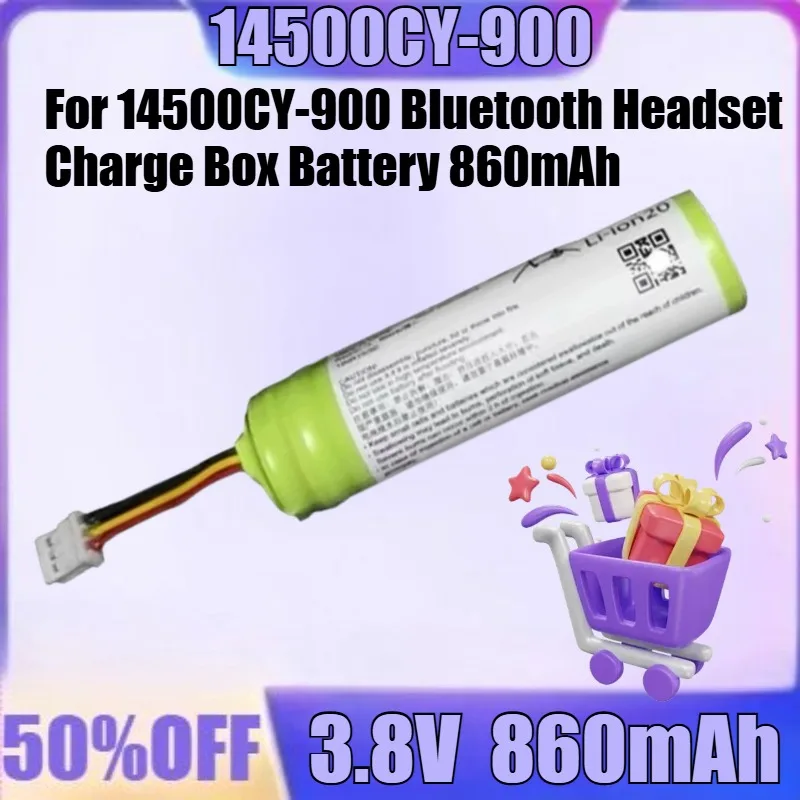 

New 14500CY 3.8V 900mAh High Quality Battery for 14500CY-900 Bluetooth Headset Charge Box Battery 860mAh