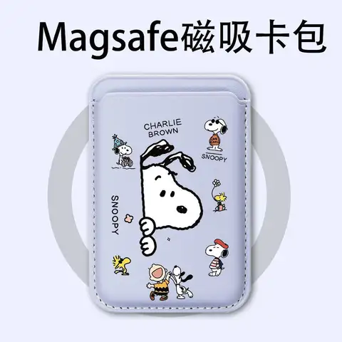 New Snoopy Cartoon for Magsafe Personalized Creative Magnetic Card Holder Phone Case with Back-Attached Card Pocket Gifts