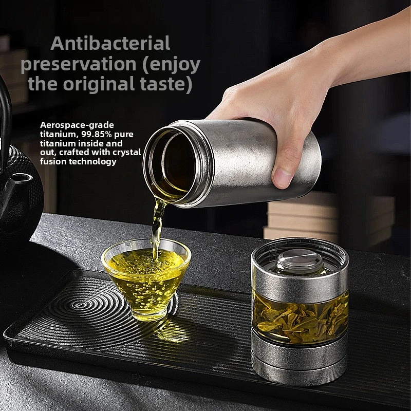 Pure Titanium Tea Separation Insulated Cup Set Luxury Brewing Mug Gift Box For Men Women Home Office Travel Business Daily Gift