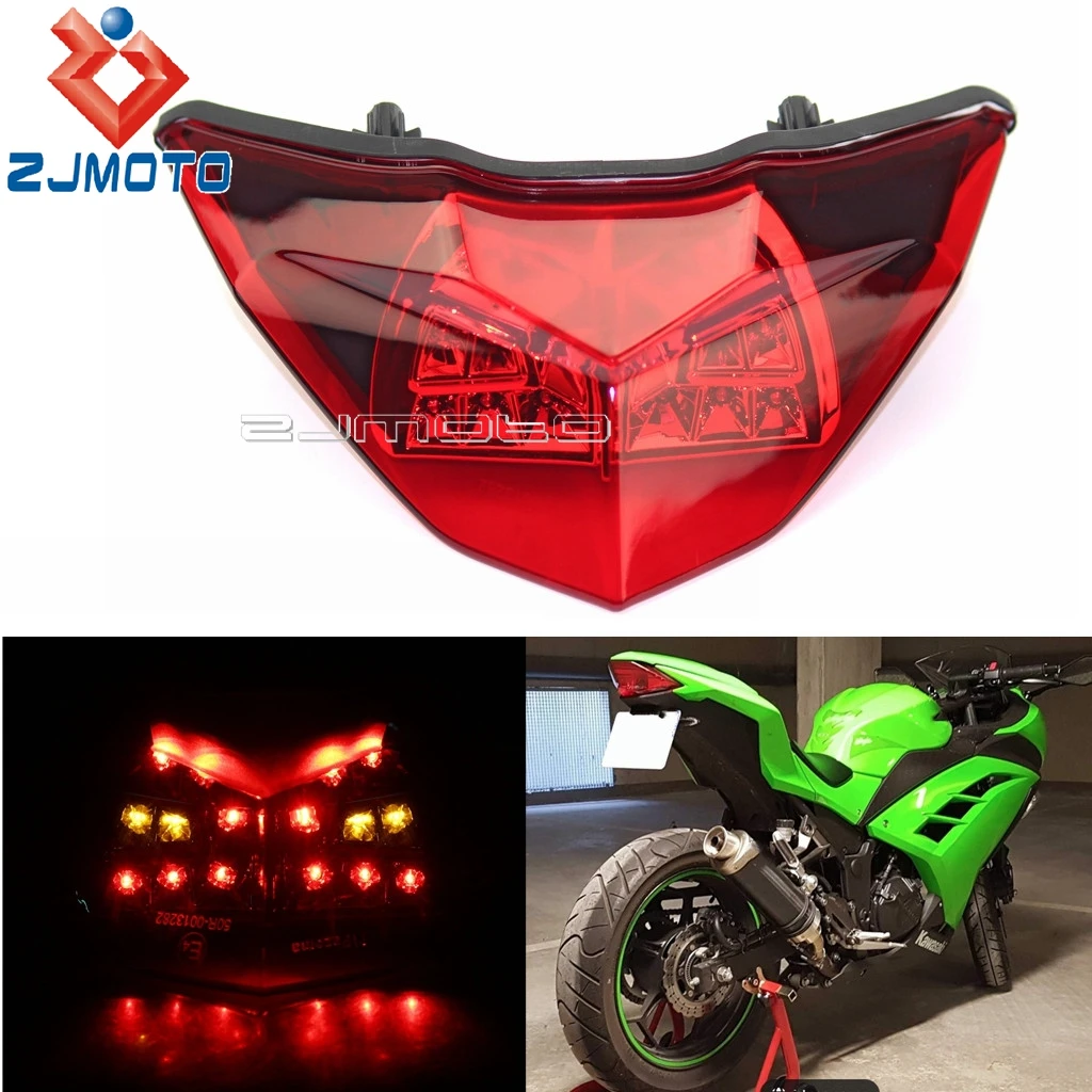 

Motorcycle LED Taillight Brake Light Stop Integrated Light For 2013 Kawasaki Z250 Z 250 Ninja 300 Turn Signals Red