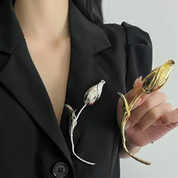 Luxury Temperament Tulip Bud Design Brooch for Woman Clothings Accessories