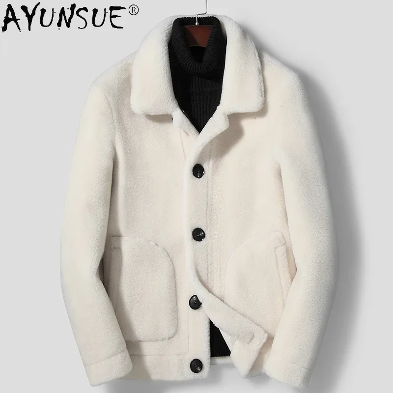 

AYUNSUE 2021 Winter Jacket Men 100% Wool Fur Coat Male Autumn Coats Mens Clothes Double-side Wear Jackets Ropa Hombre LXR862