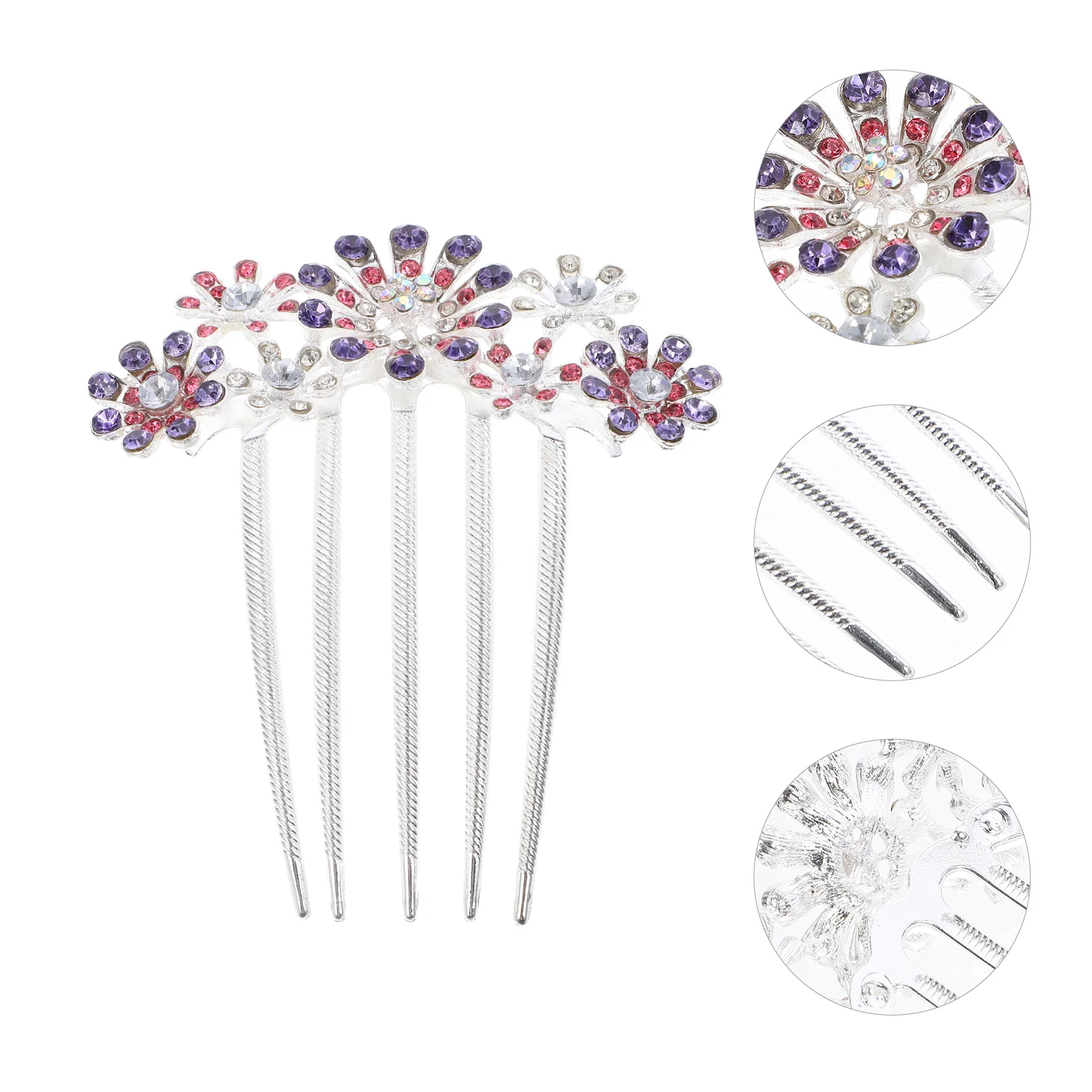 

2 Pcs Women Hair Comb Rhinestones Bride's Decoration Accessories Headdress Inserted Women's