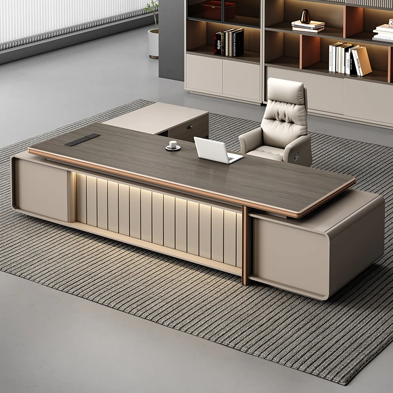 

Light Luxury office table Aluminum Alloy Hemming Leadership Computer desk Large Minimalist mesa para escritório furniture