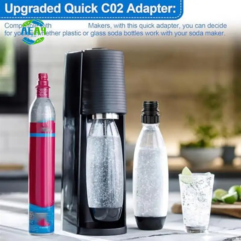

AEA4-Quick Connect Soda Bottle Adapter, Soda Maker Bottle Attachment Refill Cap For Connecting Glass Bottles To Soda Machines
