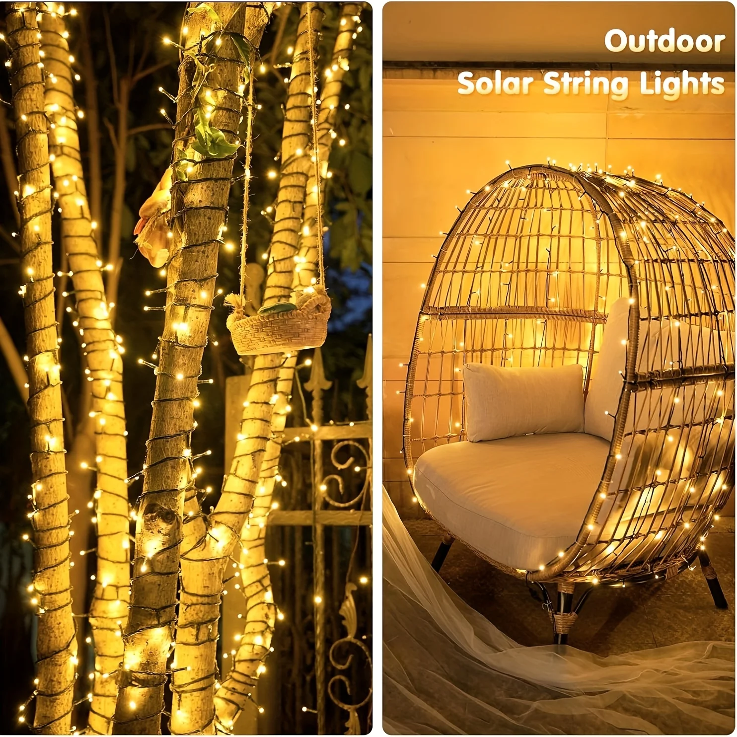

10m Solar Fairy Lights Outdoor Waterproof Solar Bush Christmas Lights Warm White String Light for Gazebo Bush Tree Garden Decor