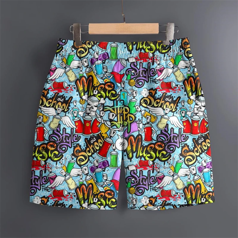 

Men's Hawaiian 3D Comic Cartoon Pattern Beach Shorts Quick Dry Outdoor Leisure Sports Shorts Fashion Shorts Man Designer Clothes