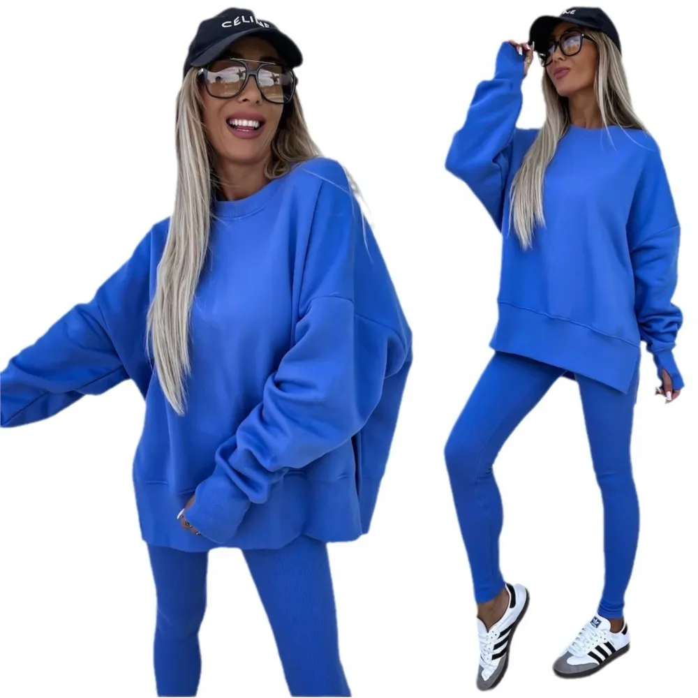 Spring Summer New Sweatsuits Set Casual Loose-Fitting Sweater Tight Pants 2 Piece Suit sets for Women 2 Pieces Trousers Sets