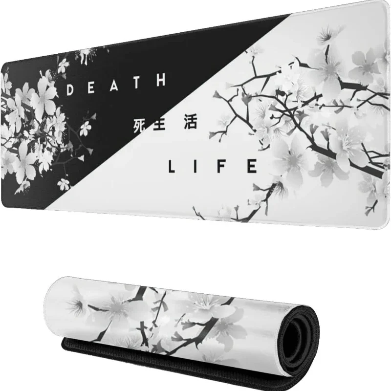 

Large Mouse Pad Black and White Cherry Blossom Mousepad Non-Slip Extended Desk Pad E-Sports Gamer Mice Mats Rubber Keyboard Pads