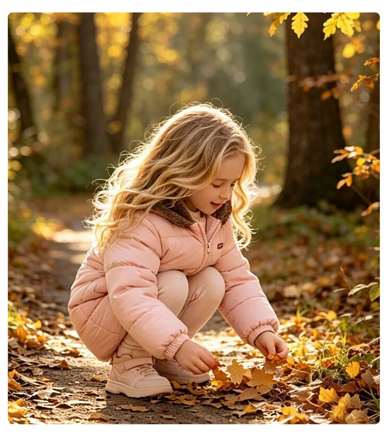 Neue doppelseitige Winter-Daunenjacke für Kinder, Jungen und Mädchen, mittellanger warme Mantel mit Bärenohren-Kapuze. – Detail 10