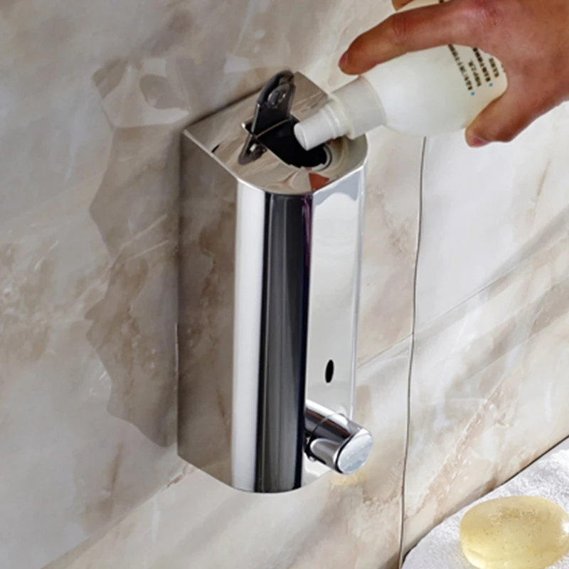 New stainless steel soap dispenser wall mounted bathroom Hotel shampoo lotion liquid soap dispenser hand soap dispenser