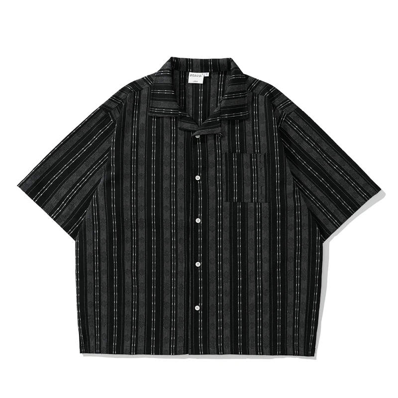 

Summer Casual Striped ket Work irt Men's ort Sve Loose Fit Regular Thin Boys Feel Faionable irt