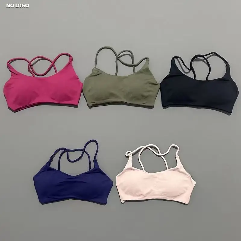 

No Logo Twist Back Sports Bra Women Support Yoga Bras Knotted Design Breathable Berry Color Fitness Gym Sports Crop Top