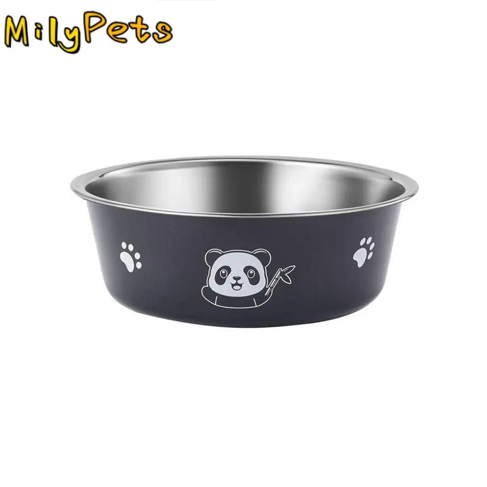 

Cartoon Stainless Steel Dog Bowl Non-slip Panda Pattern Cat Feeding Bowl Pet Feeding Bowl Anti rollover Pet Food Drinking Tray