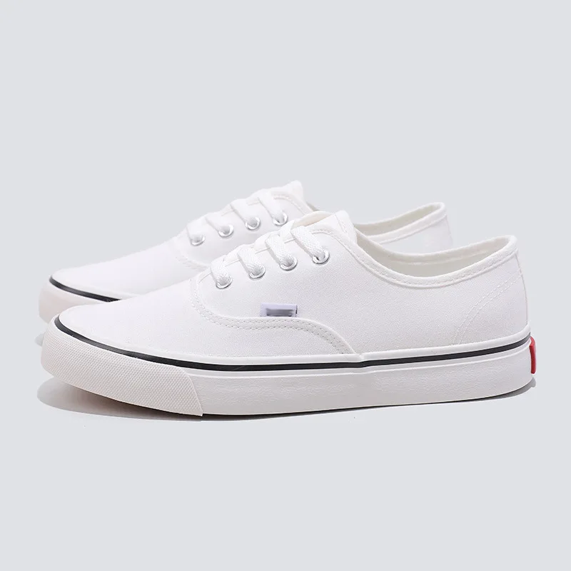 Zapatillas de lona para hombre y mujer, zapatos de moda con cordones, blanco y negro