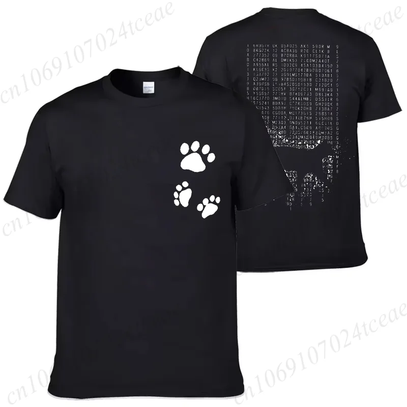 Cat Plays with The System Code Printed Shirts for Men T-shirts Summer Fashion Tops Geek Tshirts Short Sleeve Clothing Men's Tops