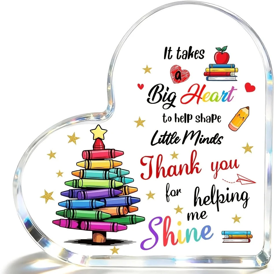 Teacher Appreciation Gifts – ‘It Takes a Big Heart to Help Shape Little Minds’ Thank You Gifts for Teachers, Heart Desk Decor,