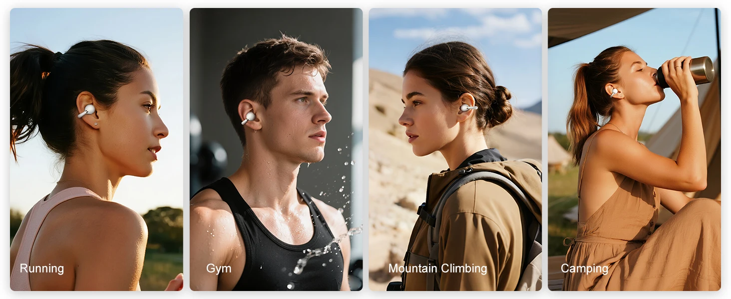 Ortizan OHAYO-A7 Clip-On-Ohrhörer, leichte, bequeme Open-Ear-Kopfhörer, kabellose Sportkopfhörer mit ENC AI 4-Mikrofonanrufen – Detail 18