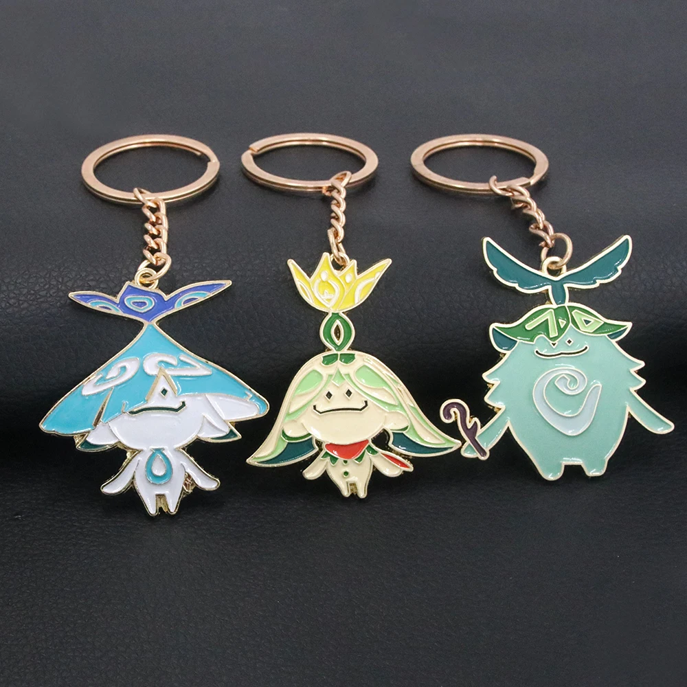 Genshin Impact Sumeru Aranara Arama Keychains Cosplay Props Metal Enamel Pendant Key chain Badge Christmas Gift Accessories