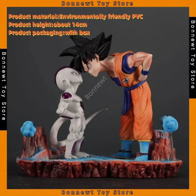 

New 14cm Dragon Ball Figure Goku Frieza Looking at each other-base model gk scene model ornament anime doll birthday gift