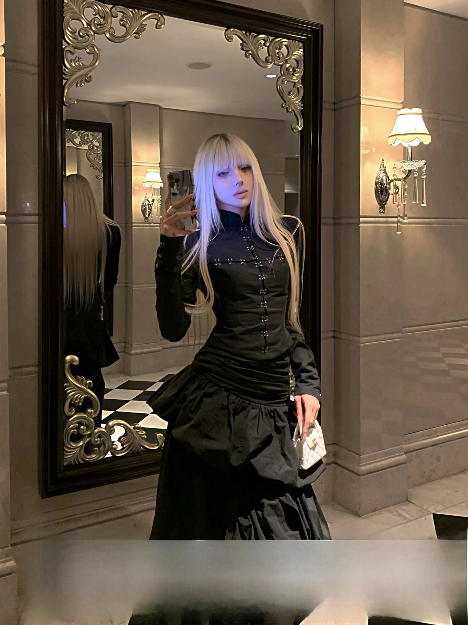 

Bla Cross Phan irt Slim Fit с затягивающимся воротником на талии, дизайн из смеси хлопка Long Sve, оригинальный дизайн, женская мода