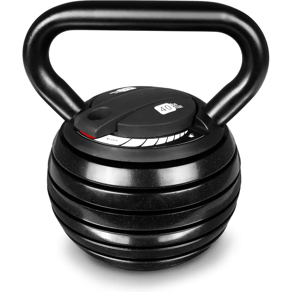 

Adjustable 40-lb Cast Iron Kettlebell Weight Set for Home Gym Strength Training Color: Black Material: Rubber Feature: Compact