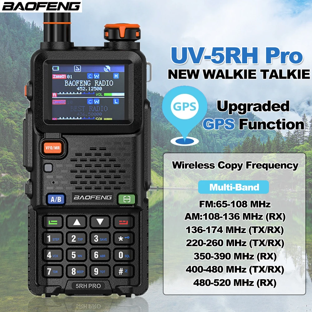 

Baofeng UV-5RH Pro New GPS Walkie Talkie 10W High Power Wireless Copy Frequency Long Range Communication Radios UV5RH Upgraded