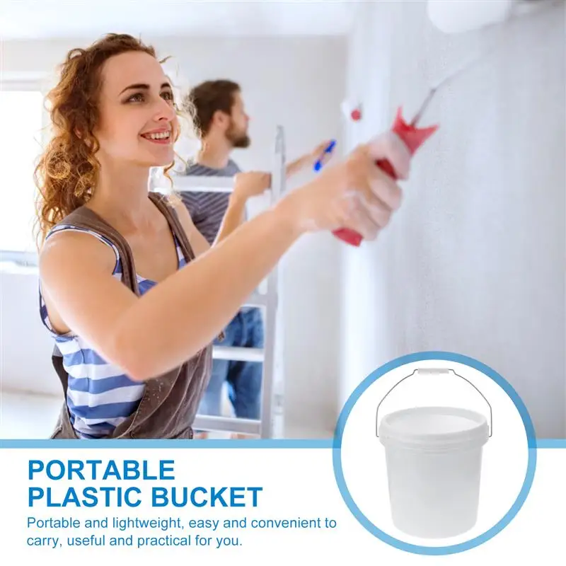 10L White Thickened Plastic Bucket Household Sealed Round Water Container With Handle Portable Paint Fishing Storage Buckets