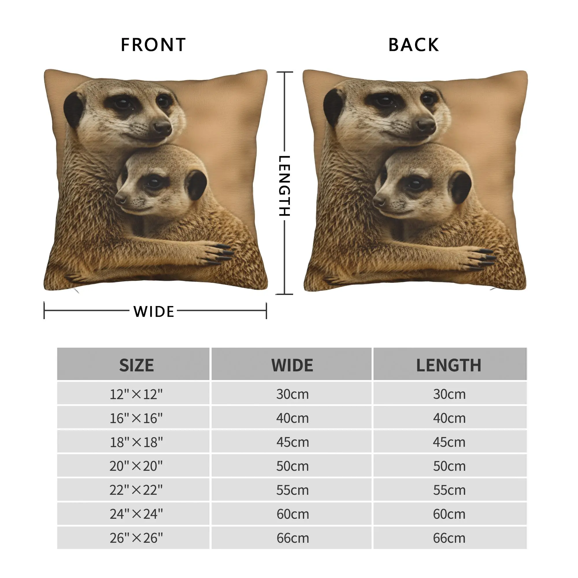 Adult Meerkat Embracing Baby Meerkat Photo Pillowcases  Vintage Pillow Case For Sofa Car Home Decor Custom Pillow Cover