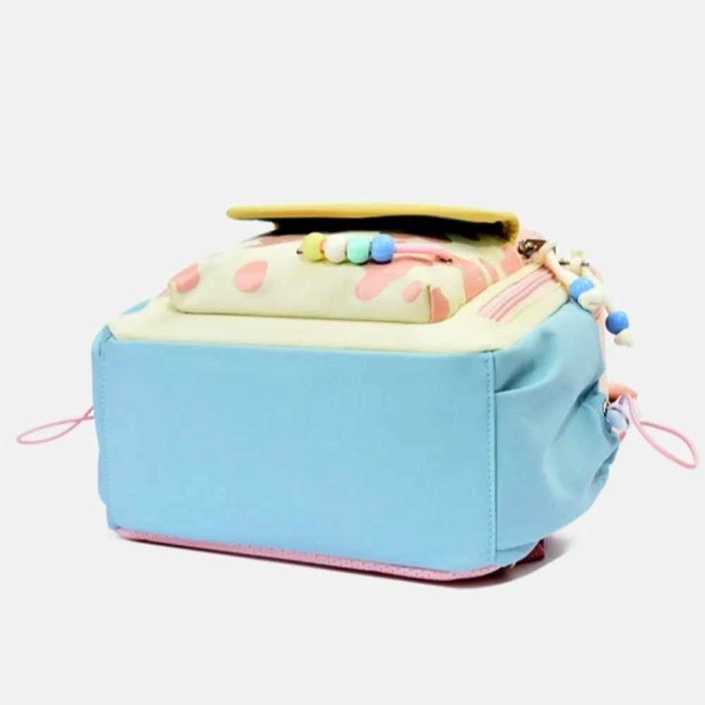 Large Capacity Dopamine Backpack Waterproof Breathable Cute Color Block Backpack Adjustable Spine-Protecting