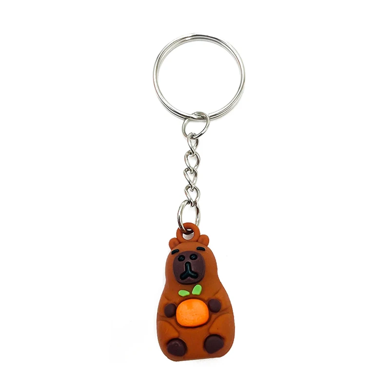 Kawaii Capybara Keyring Cartoon 3D Animal Keychain PVC Key Holder Bag Pendant Backpack Hanging Decoration Couple Gifts