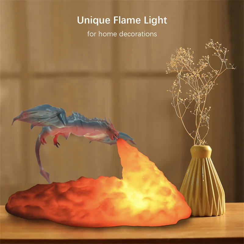 LED 3d Fire Dragon Night Light,Creative Desk Lamp,E-sport,Spitfire Shaped for Home Bedroom Decoration,Dragon Year Camping