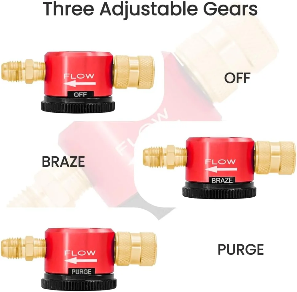 

HVAC Brazing Nitrogen Purge Tool with PURGE & BRAZE Modes Adjustable Nitrogen Flow Regulator for HVAC Brazing and AC Repair