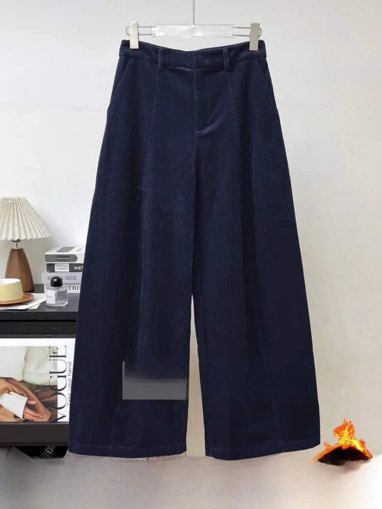 Pantaloni a gamba dritta da donna Pantaloni a gamba larga Thiened Fce Vita alta Chiusura con cerniera Colore Pendolarismo Sle Versione coreana