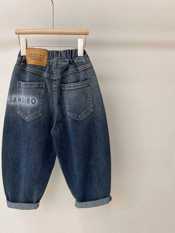 Calças Jeans Leves de Primavera e Outono para Meninos, Estilo Casual e Moderno, Roupas Infantis em Fibra de Poliéster 100%