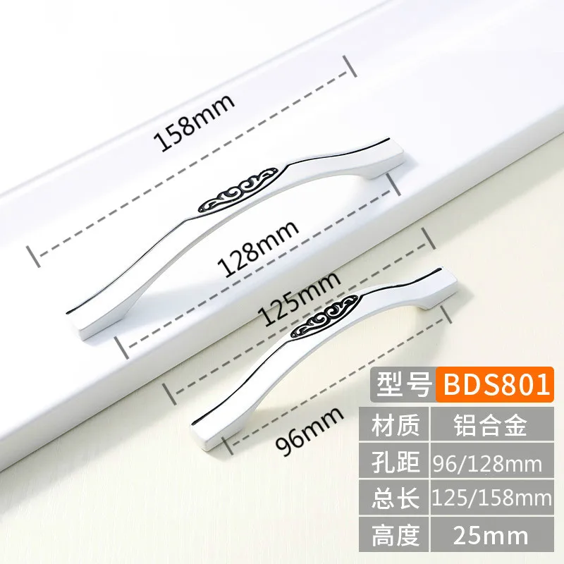 Furniture Handle Knobs Door Pulls Kitchen Knobs Drawer Handle Bedroom Wardrobewood  Bedroom Dresser Decor 96/128mm Aluminum