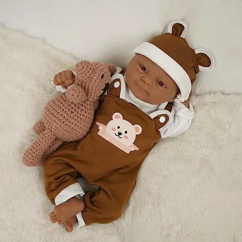 36Cm Full Body Soft Silicone Black African American Reborn Baby Dolls Dolls Soft Lifelike Baby Toys Muñeca De Bebe Reborn