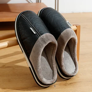 Waterproofing Men's PU Leather Shoes, Large Size Winter Slippers, Interior Casual Shoes, Smooth, Hot Skin, Room, Fashion 8 Main Sales Men's Leather Shoe - №6