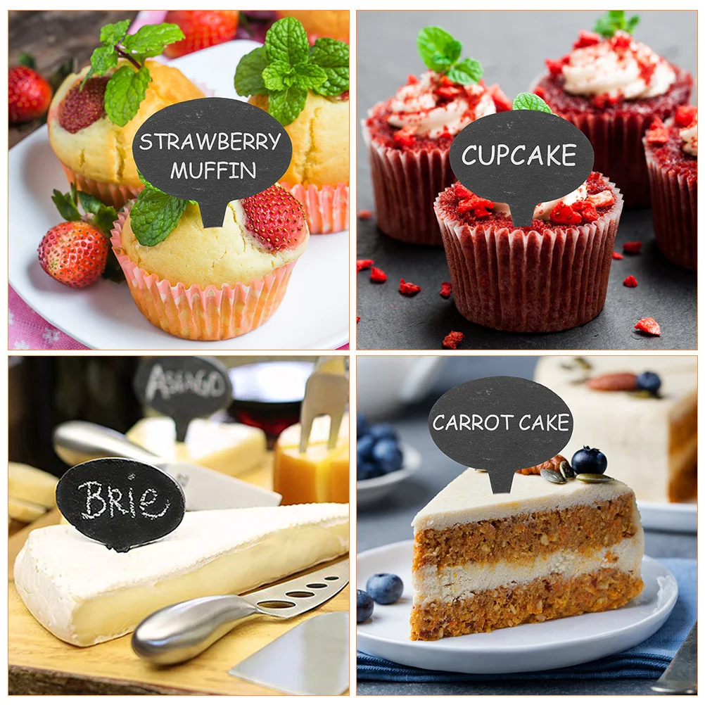

1Set Oval Cheese Markers Reusable Party Buffet Food Labels Cheese Board Accessories Cupcake Toppers Dessert Decor