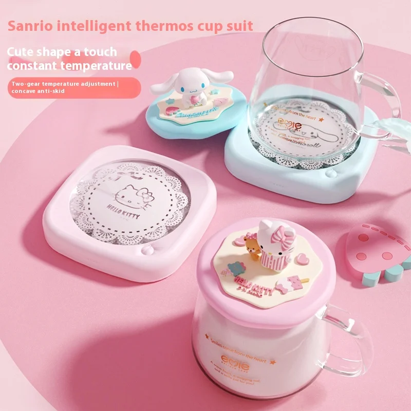 Sanrio  Cinnamoroll  Thermostatic Coaster 55 Degree Water Cup Warm Kt Cat Intelligent Heating Milk Insulation Base For Children