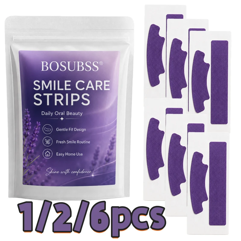 1/2/6Pcs Purple Teeth Whitening Strips Dry Sticker Design Portable Travel Teeth Brightening Patches for Daily Oral Care 2026