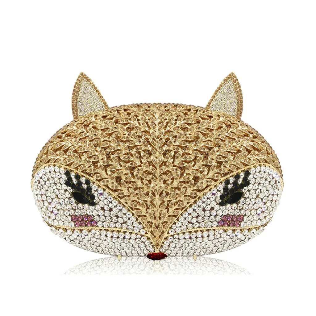 Foxcrystalclutchbag Fox Diamond Party Banquet Diamond Handbag Evening Shine Crystal-Embellished Party Clutch Carteras Para Mujer