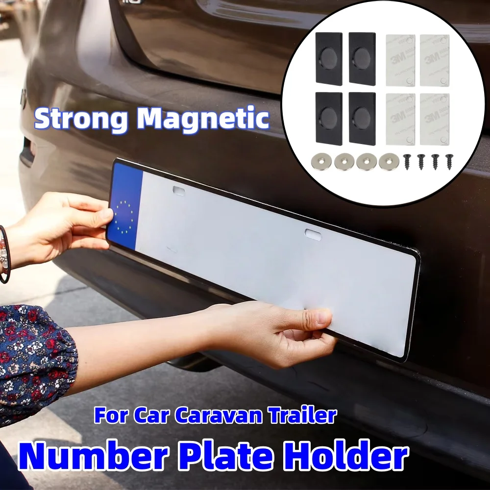 RV Number Plate Holder Clamp Magnetic License Plate Clip Buckle RV Exterior License Plate Accessories For Caravan Trailer