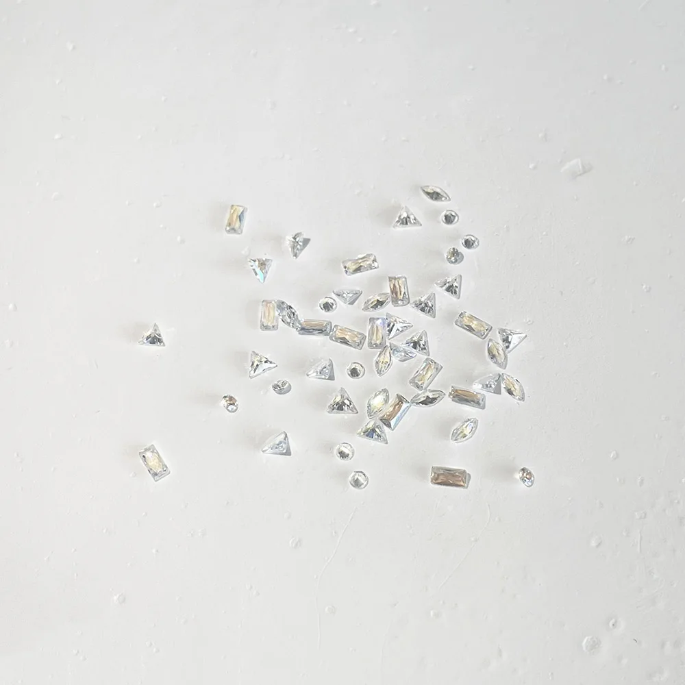5A 미니 지르콘 크리스탈 다이아몬드 반짝이는 투명한 포인티드 컷릿 라인스톤 혼합 모양 매력적인 작은 DIY 네일 장식용 보석 404