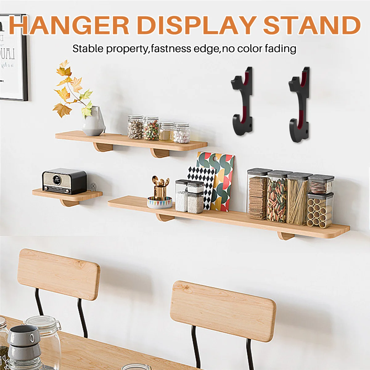 AT77 Sword Wall Mount 2/Set 1-Tier Padded Hook Katana Holder Adjustable Display Hanger for Samurai Sword Tanto,2-Tier-Pad