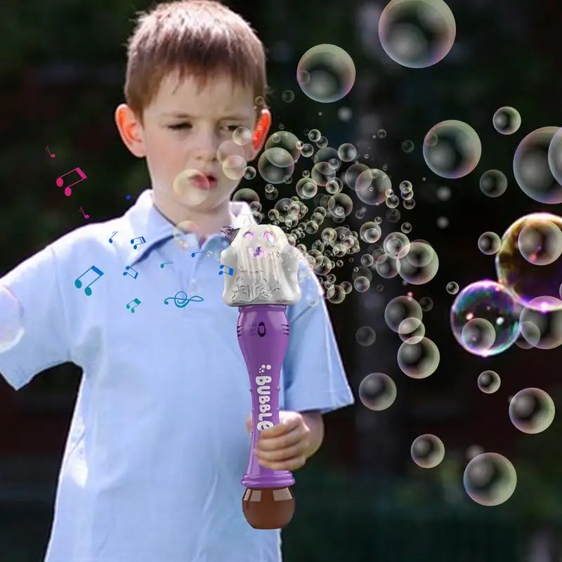 Kids Bubble Wand Portable Ghost Bubble Sticks For Fun Handheld Bubble Machine With Colorful Lights & Music Ergonomic Bubble