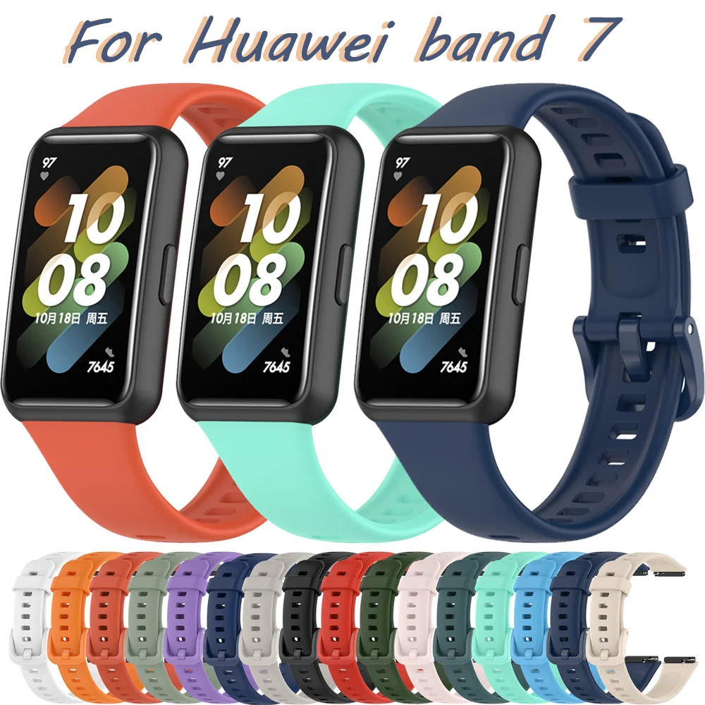 Силиконовый ремешок для часов для Huawei Band 7, оригинальный ремень, спортивный удобный браслет, сменный браслет для Huawei Band 7 Correa