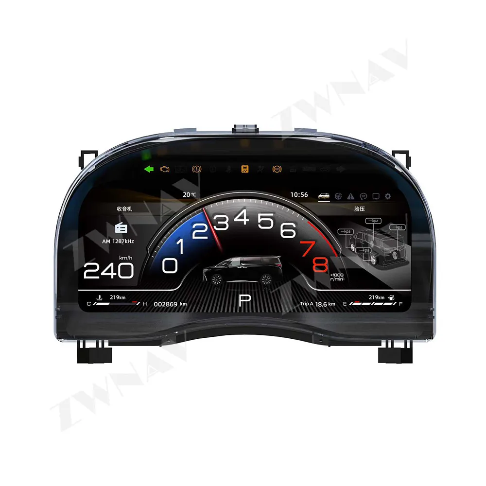 ZWNAV الرقمية العنقودية LCD لتويوتا ألارد 20/30 سلسلة الترقية إلى 40 لوحة أداة عداد السرعة LCD لوحة القيادة نظام لينكس