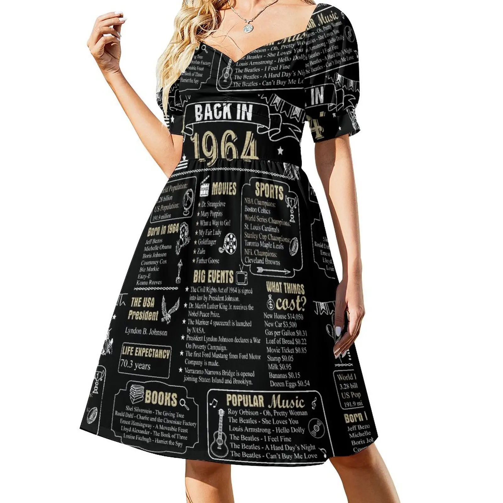 

Birthday Anniversary 1964 History Back in 1964 Short Sleeved Dress Women's summer dresses summer outfits for women 2025 Dress